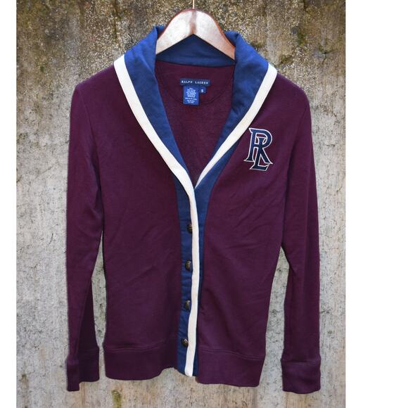 Ralph Lauren Shawl Collar Cardigan Sweater Burgundy Small - Picture 1 of 3